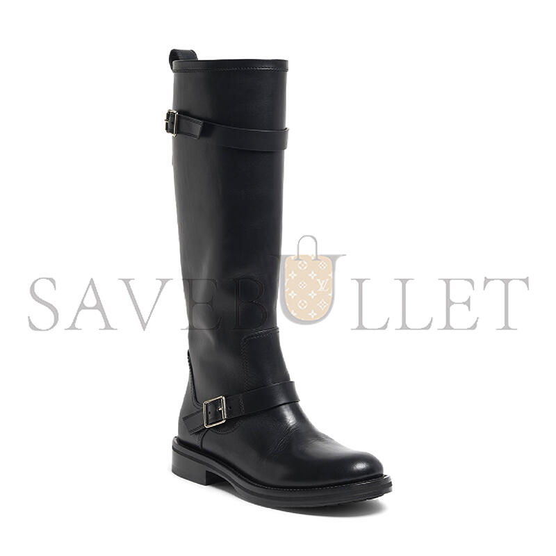 YSL BIORK LEATHER BUCKLE BIKER BOOTS 